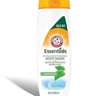 Arm & Hammer Essentials Body Wash Women Moisturizing – Simply Fresh 22.5oz Womens Body Wash – Non Toxic Body Wash – Shower Essentials for Women